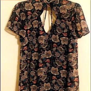 Black, floral mini dress